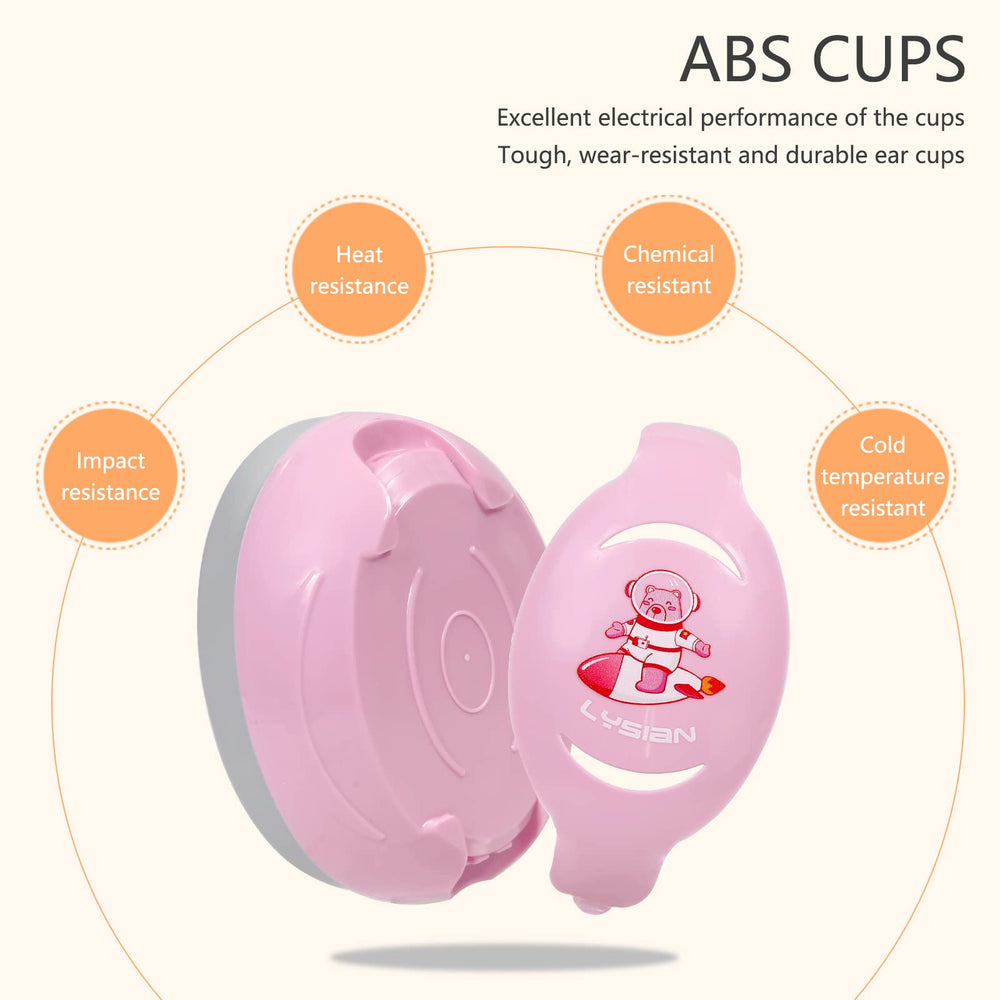 LYSIAN Pink Baby Ear Muffs provide about 25 dB noise reduction