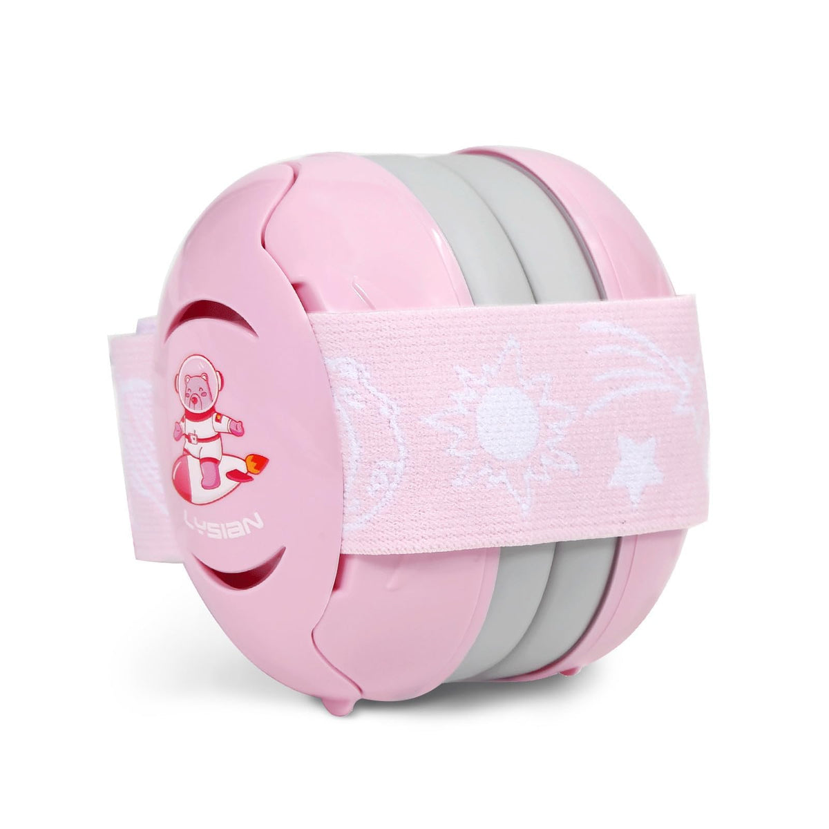 LYSIAN Pink Baby Ear Muffs with soft foam pads for gentle infant protection during naps