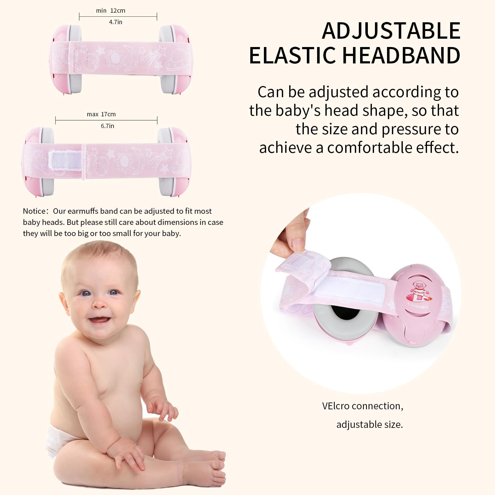 LYSIAN Pink Baby Ear Muffs with carrying case for easy travel