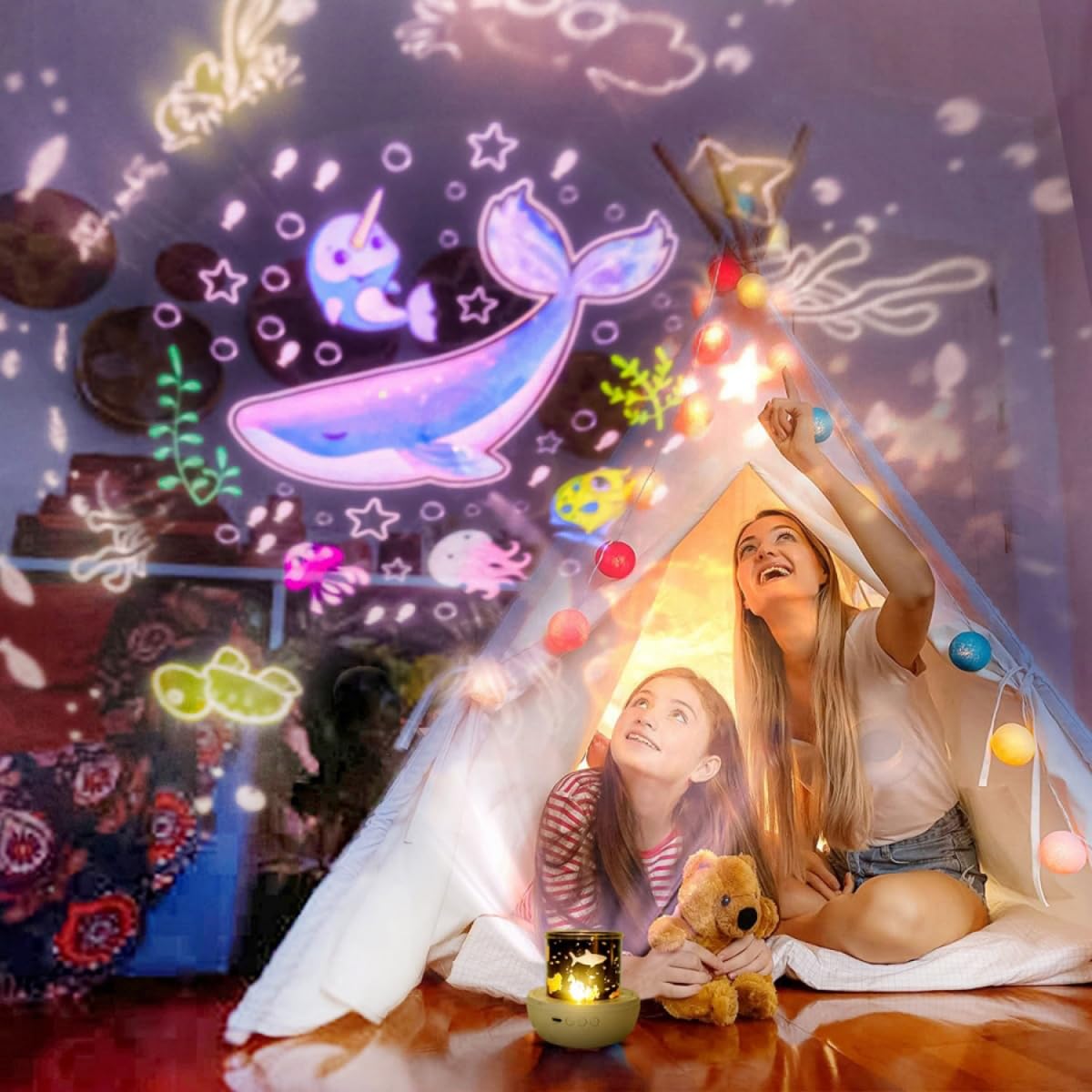 LytRdIt planetarium projection of moon and constellations for calming storytelling