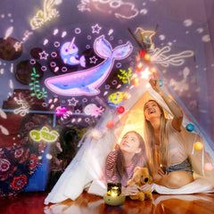 LytRdIt 360-rotation star projector demonstrates immersive night sky and underwater scenes
