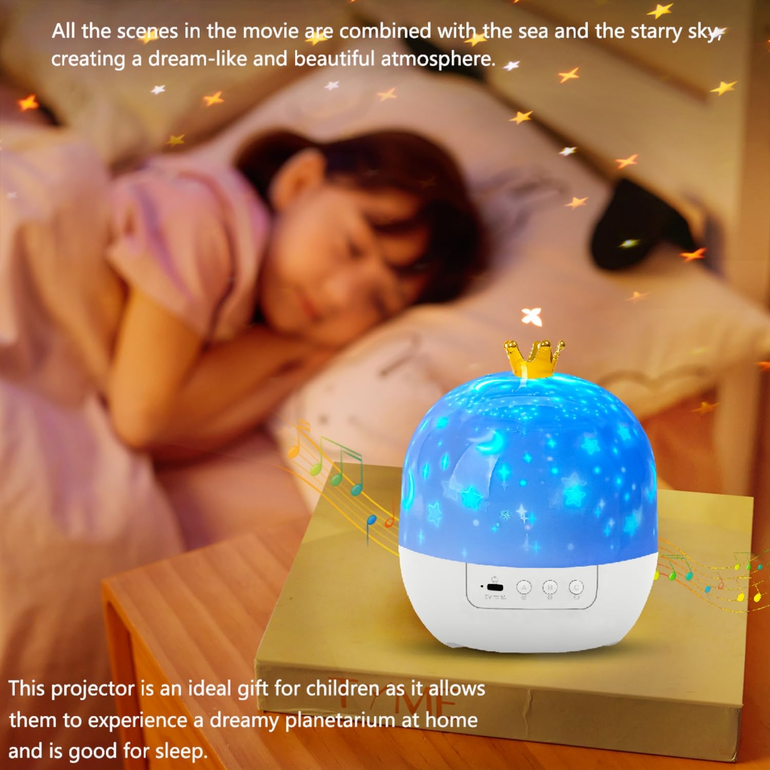LytRdIt kid-friendly projector projects ceiling scenes for cozy bedtimes.