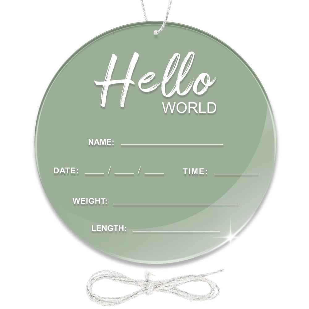 LZC LADYS GIFT baby announcement sign 6-7 inch green front view for nursery display