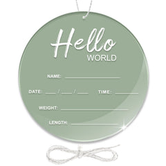 LZC LADYS GIFT baby announcement sign 6-7 inch green front view for nursery display