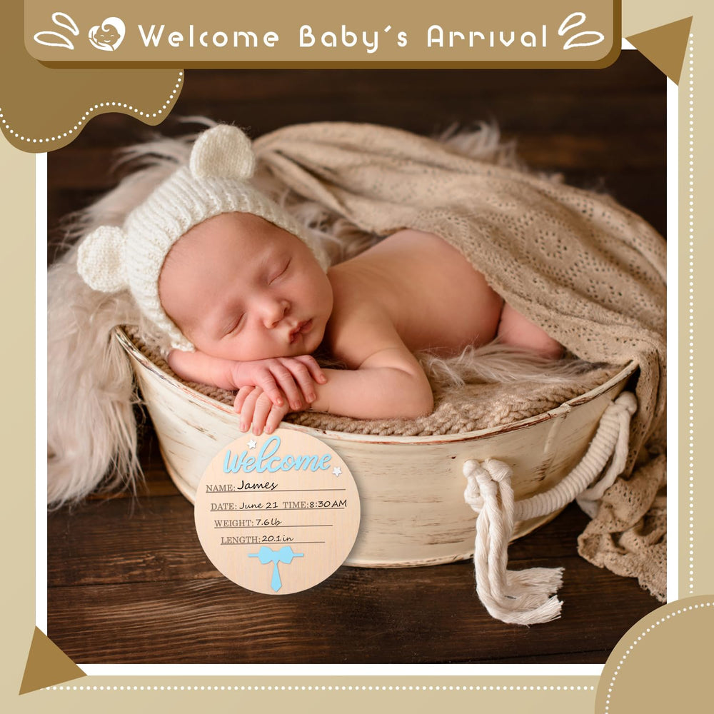 LZC LADYS GIFT birth-announcement sign pairs well with photos on the wall.
