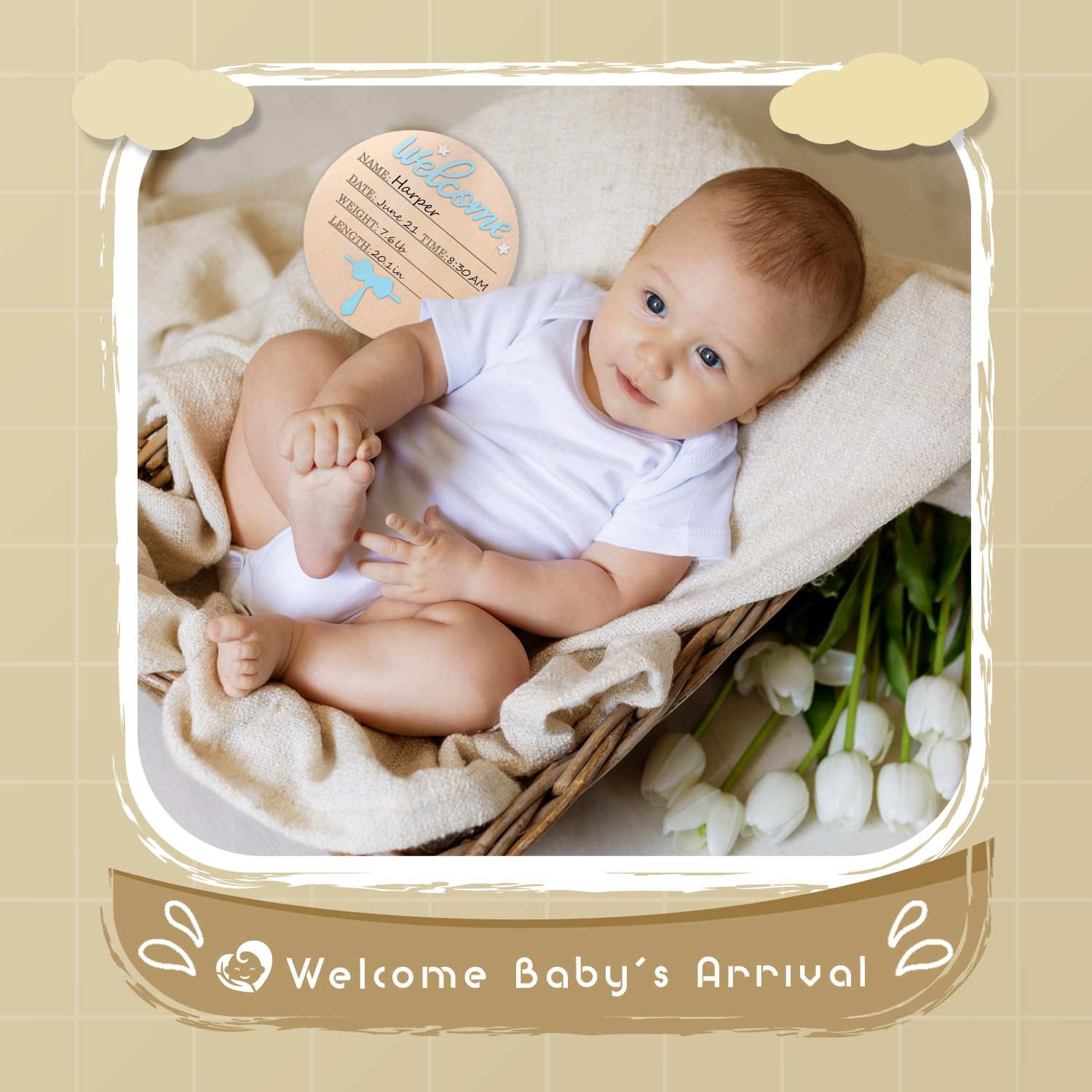 LZC LADYS GIFT keepsake sign preserves newborn moments beautifully for memory books.