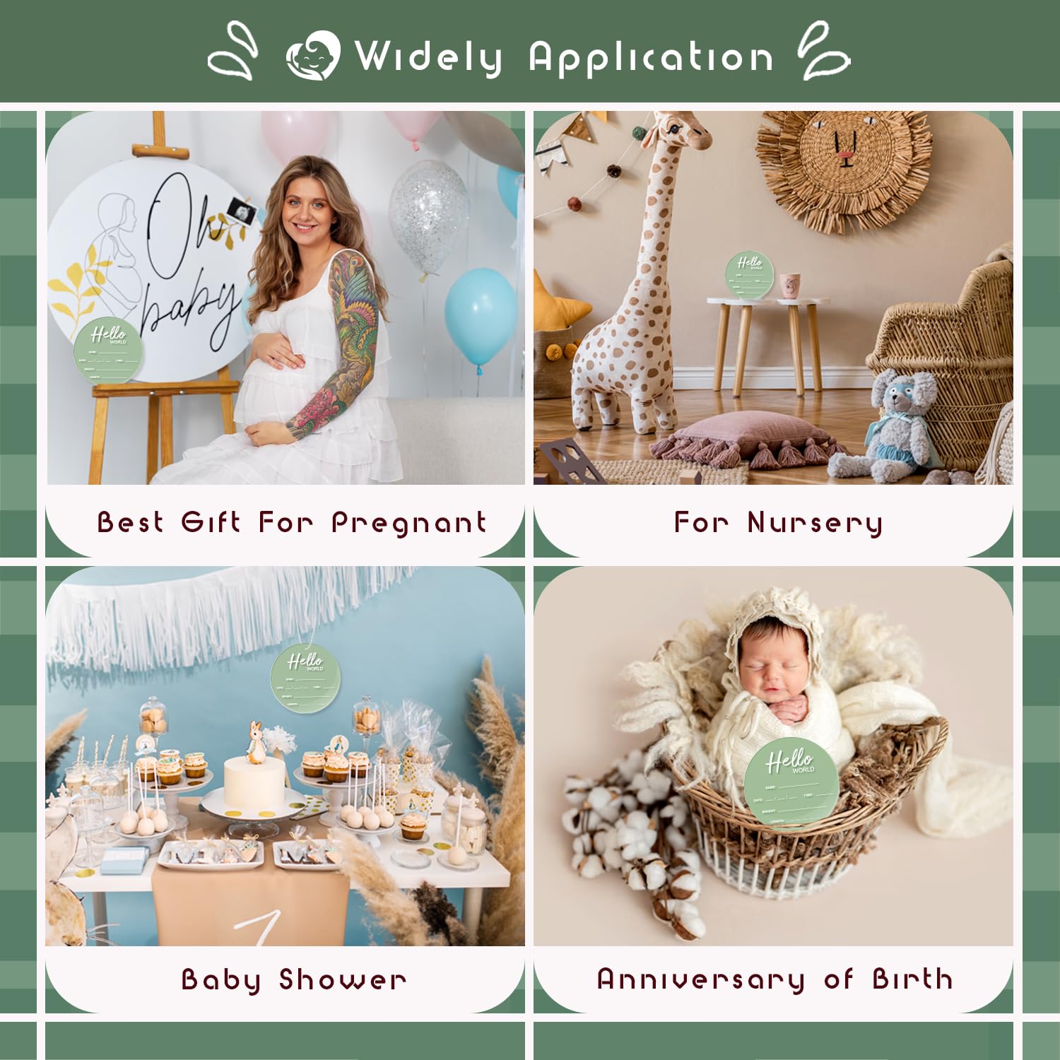 LZC LADYS GIFT photos prop green sign for family portraits