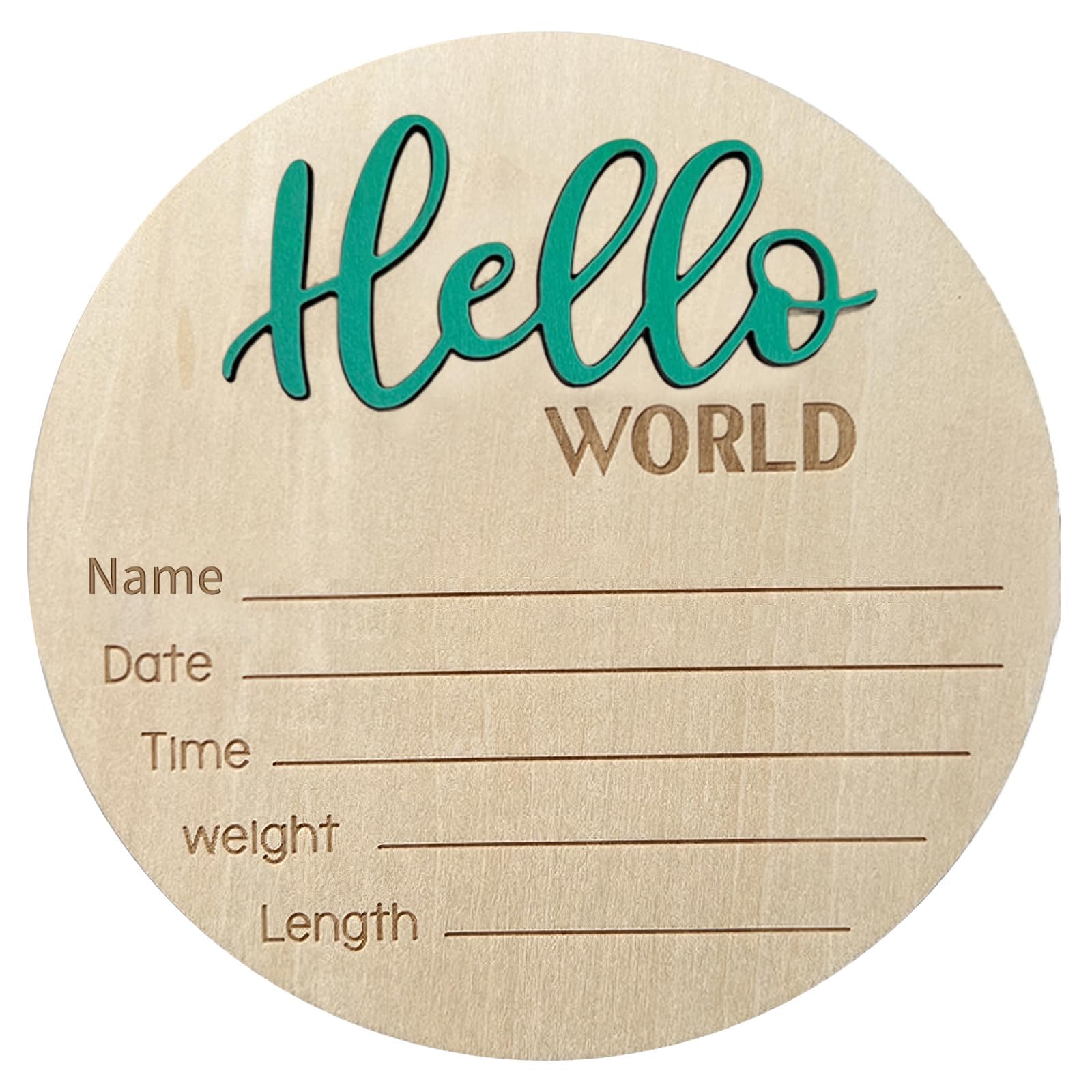 LZEDIRA baby announcement sign hello world green photo prop for newborn portraits