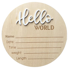 LZEDIRA baby announcement sign with Hello World on wood for newborn photos.