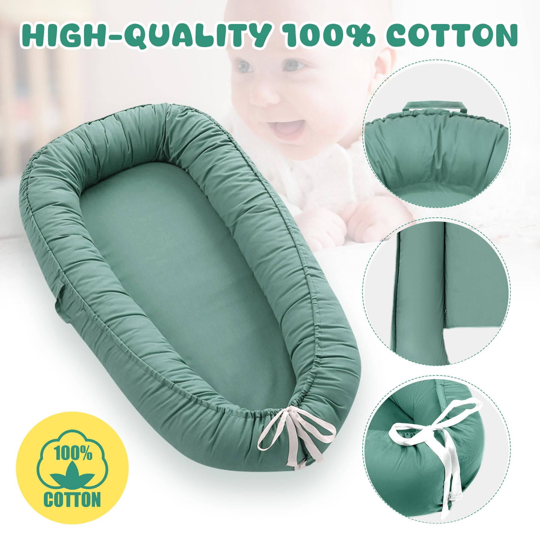Lzhuanmi baby lounger cover features a minimalist solid-color style for decor.