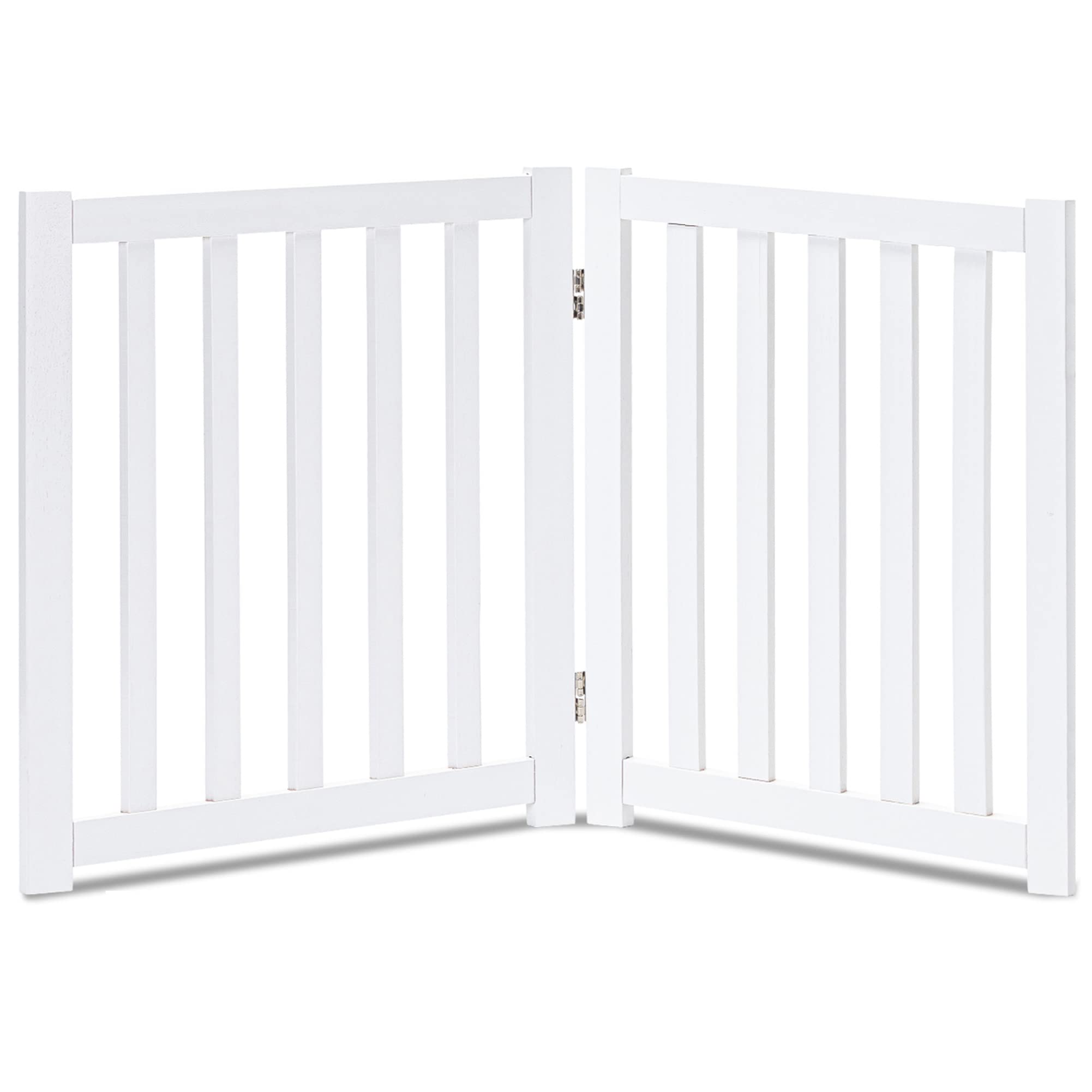 LZRS 2-panel wooden dog gate 24in high blocks doorway access for puppies.