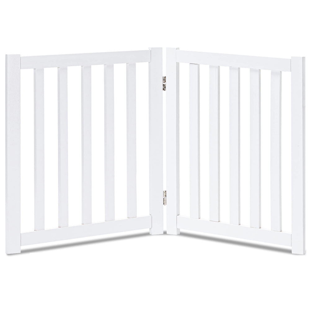 LZRS 2-panel wooden dog gate 24in high blocks doorway access for puppies.