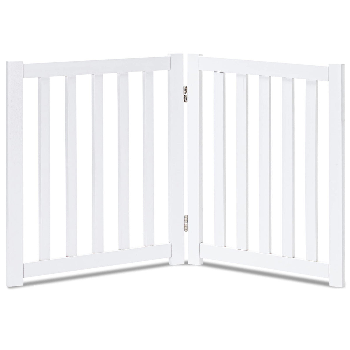 LZRS 2-panel wooden dog gate 24in high blocks doorway access for puppies.