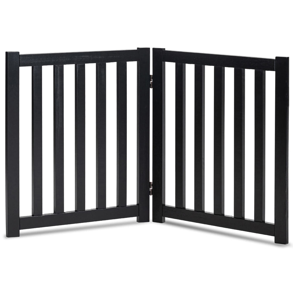 LZRS 2-Panel Wooden Dog Gate full-view for doorways and stairs with portability