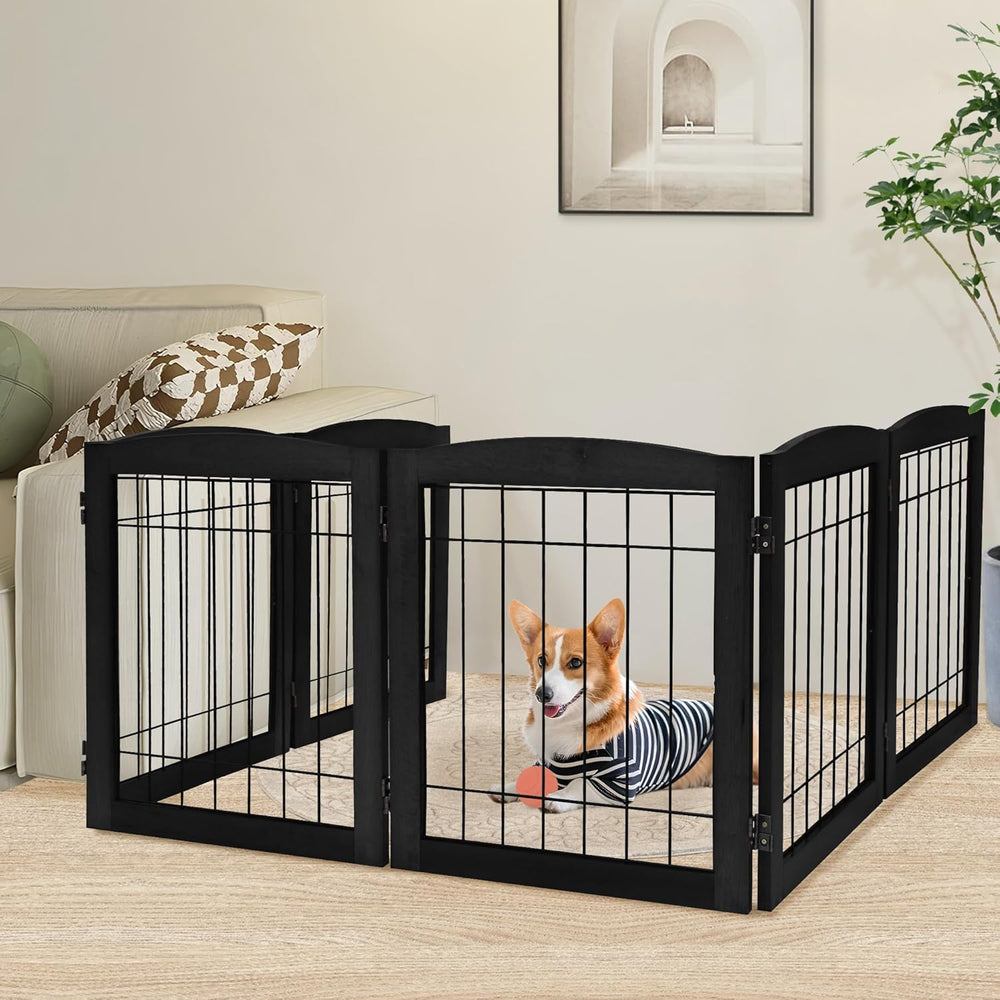 LZRS 6-panel gate closed in dark black for doorway containment.