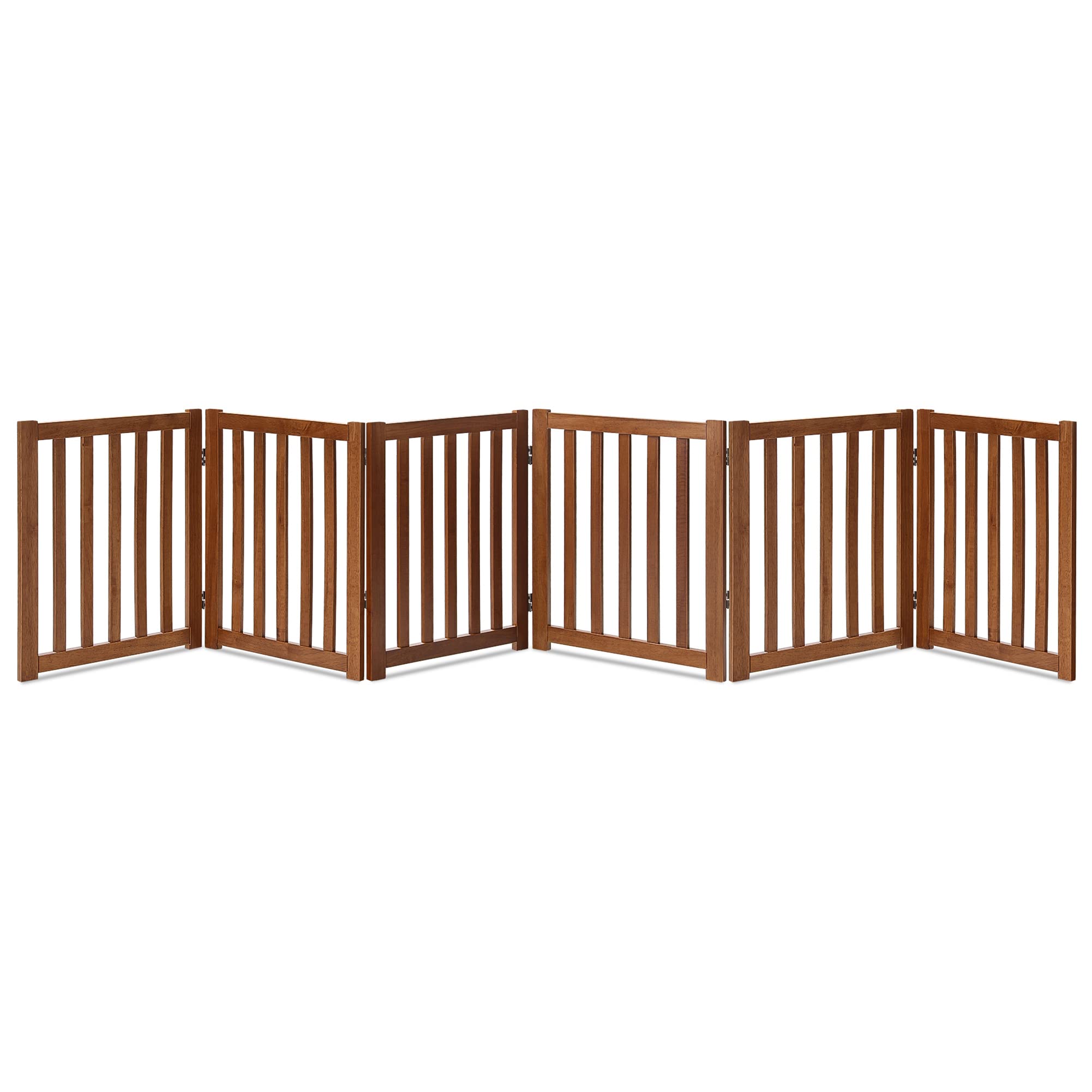 LZRS 6-panel wooden dog gate front view shows sturdy containment in doorways