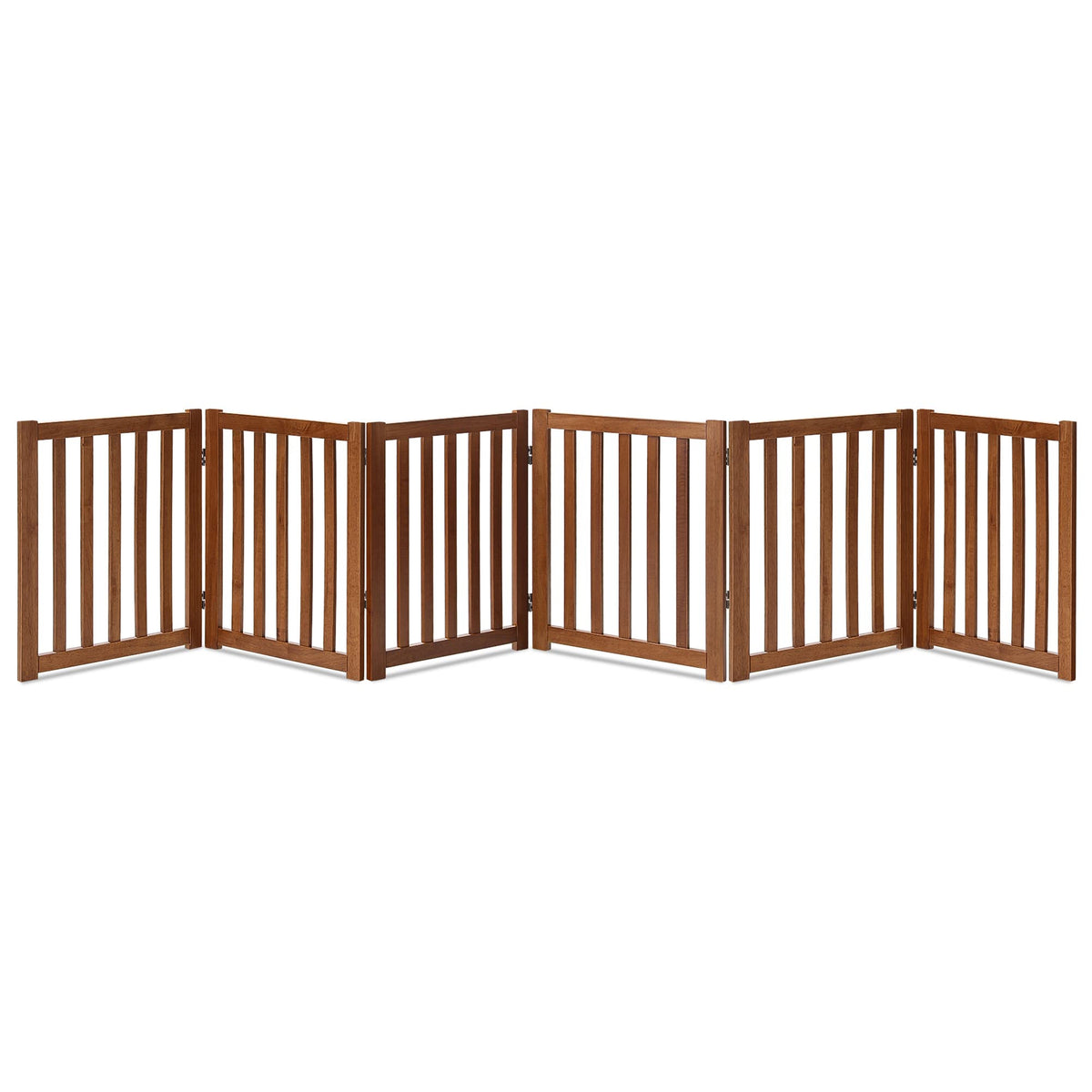 LZRS 6-panel wooden dog gate front view shows sturdy containment in doorways