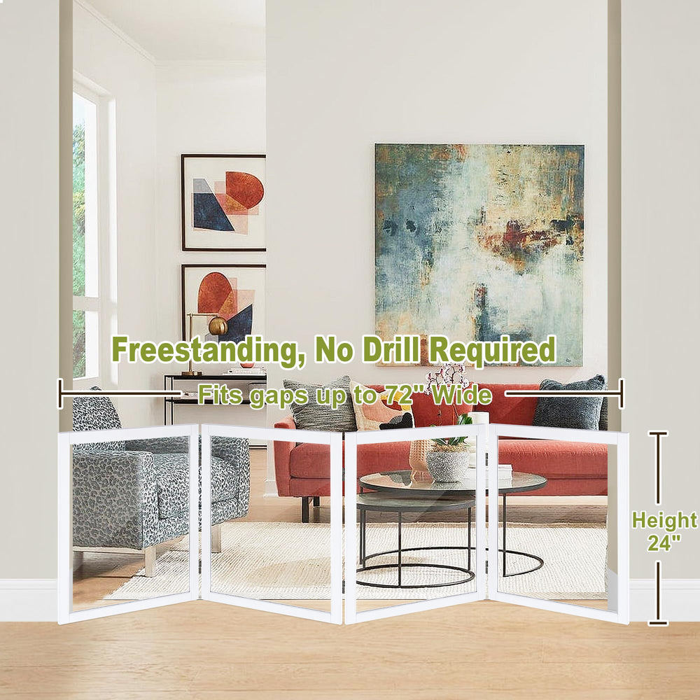 LZRS clear acrylic dog gate wide opening view for easy supervision.