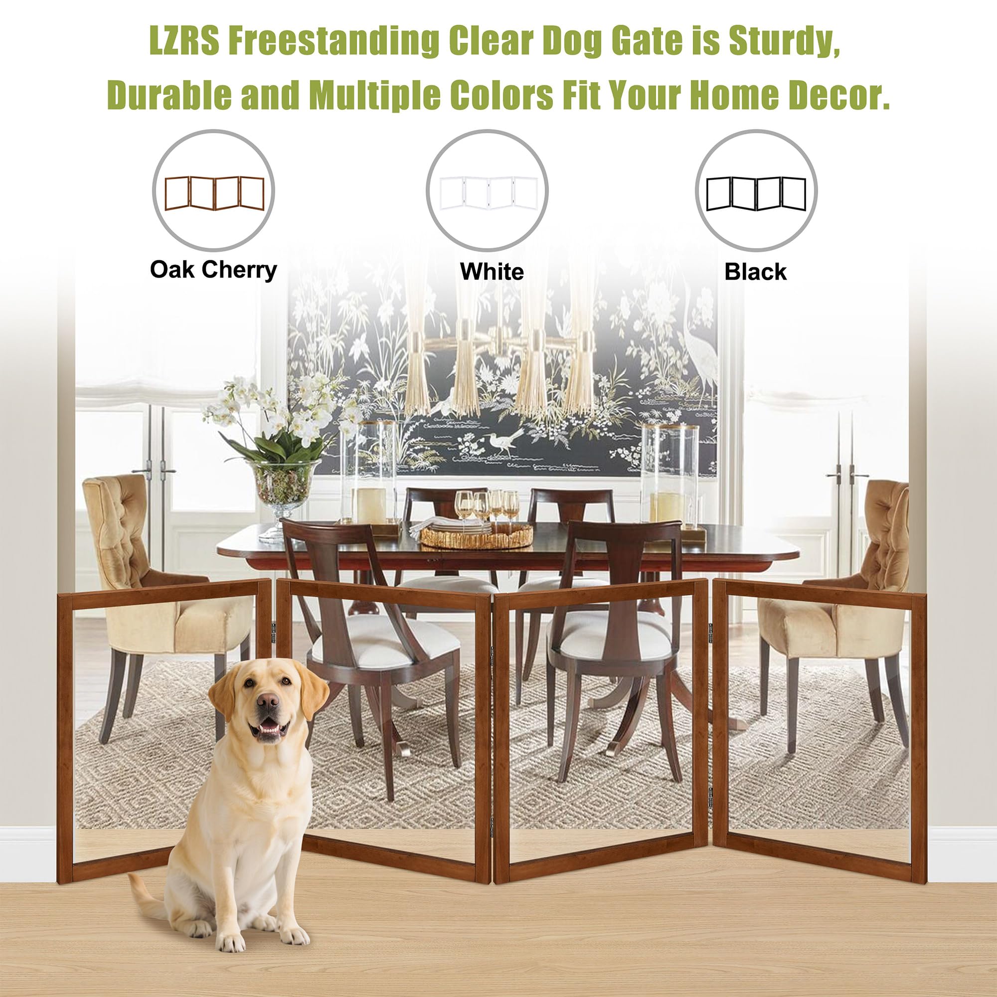 LZRS clear visibility dog gate transparent panels view for monitoring pets during play.