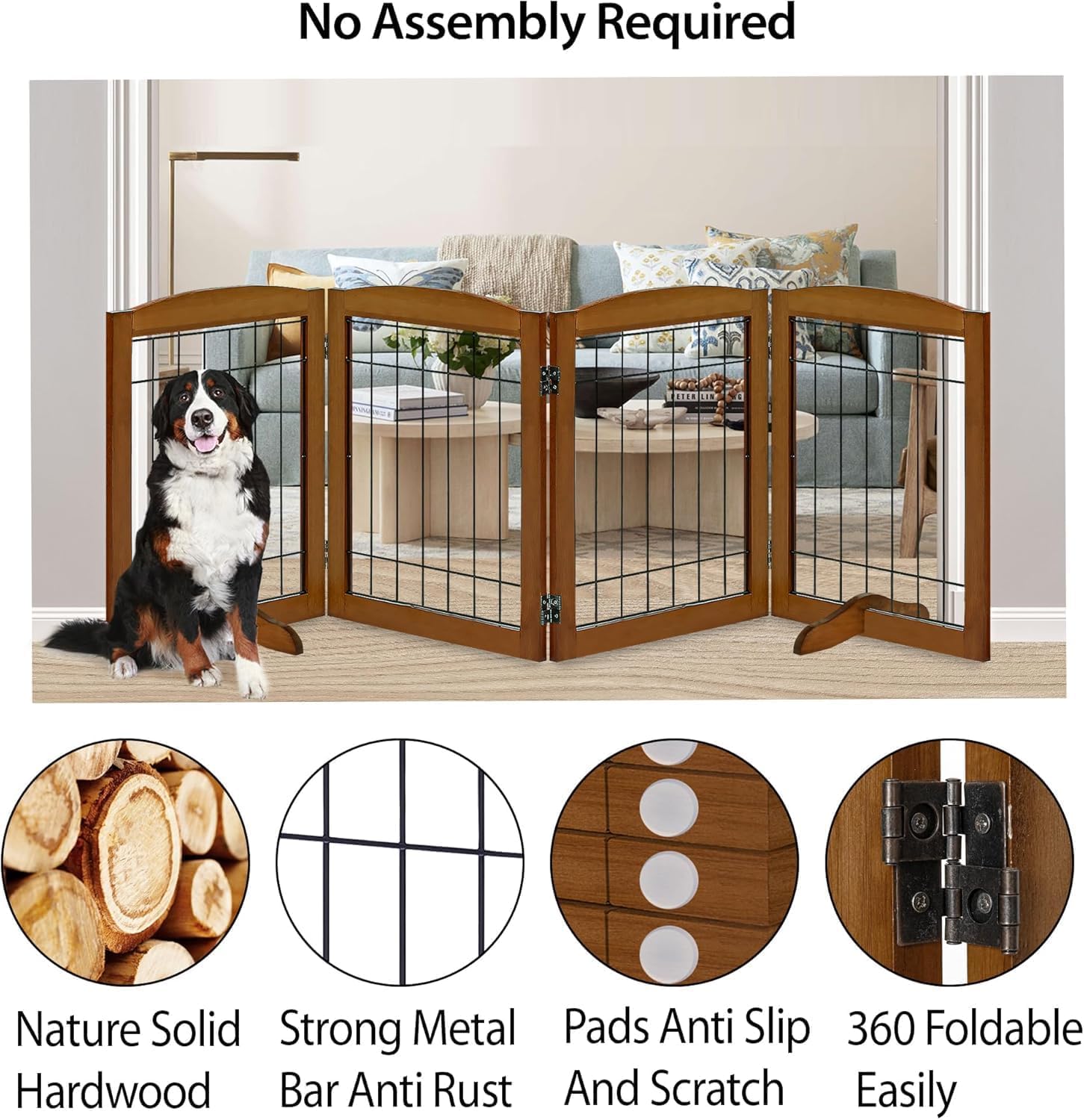LZRS dog gate in hallway showcases flexible placement for pet containment.
