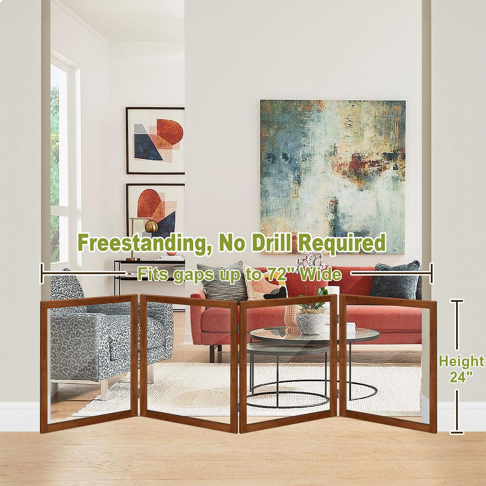 LZRS extra-wide clear dog gate indoor-use-stair-boundary keeps pets safe indoors.