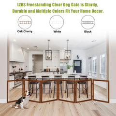 LZRS extra-wide clear dog gate panel 3 shows adjustable width up to 105 inches