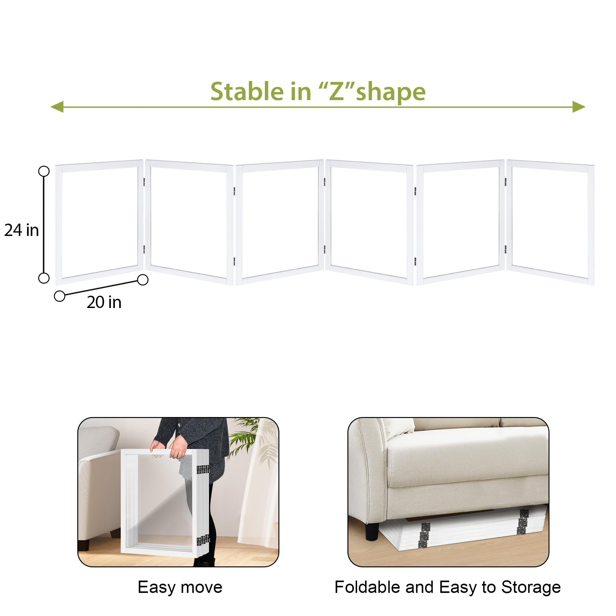 LZRS extra-wide clear dog gate-safety-edges-white features smooth edges for pet safety.