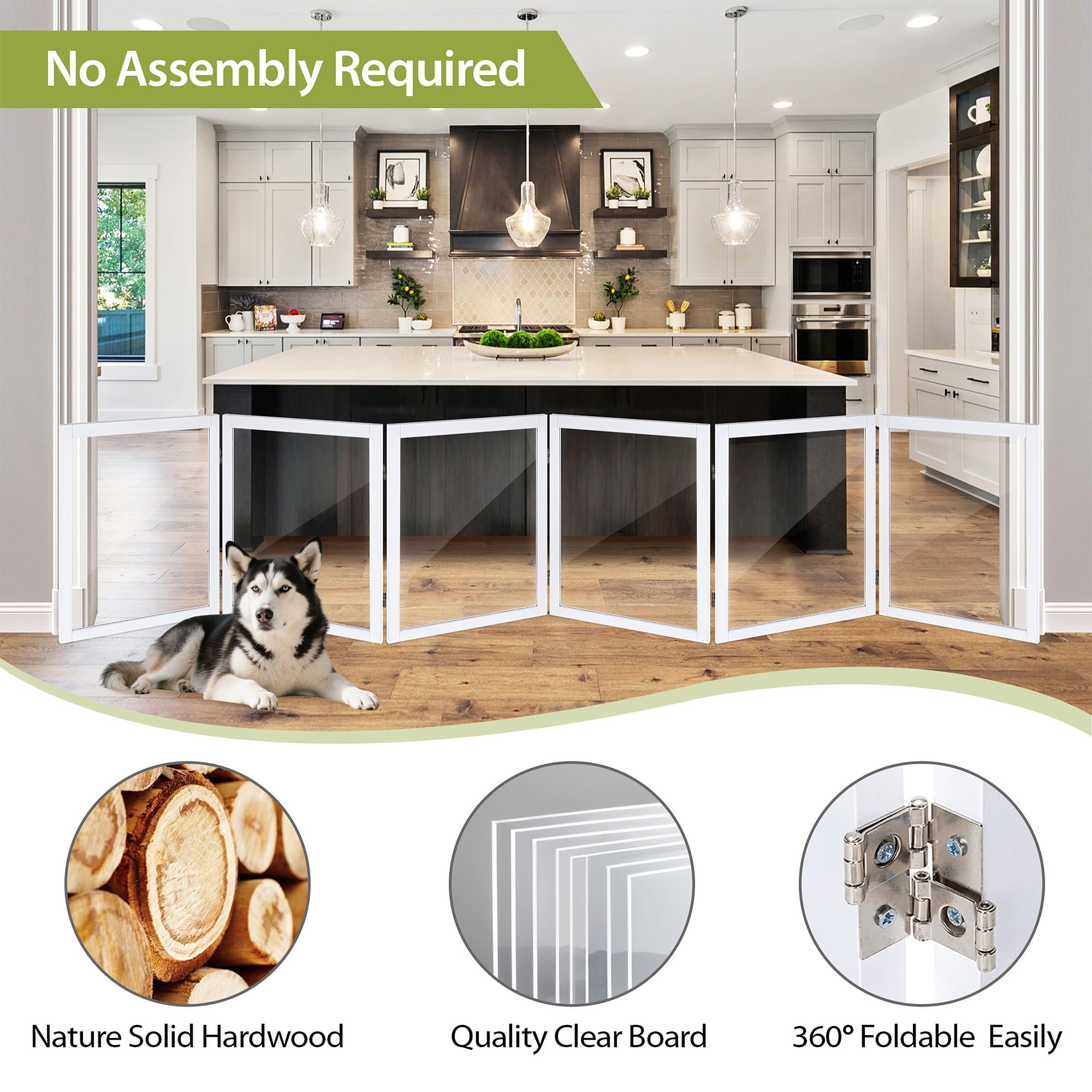 LZRS extra-wide clear dog gate-stair-use-white helps secure stairs and prevents escapes.