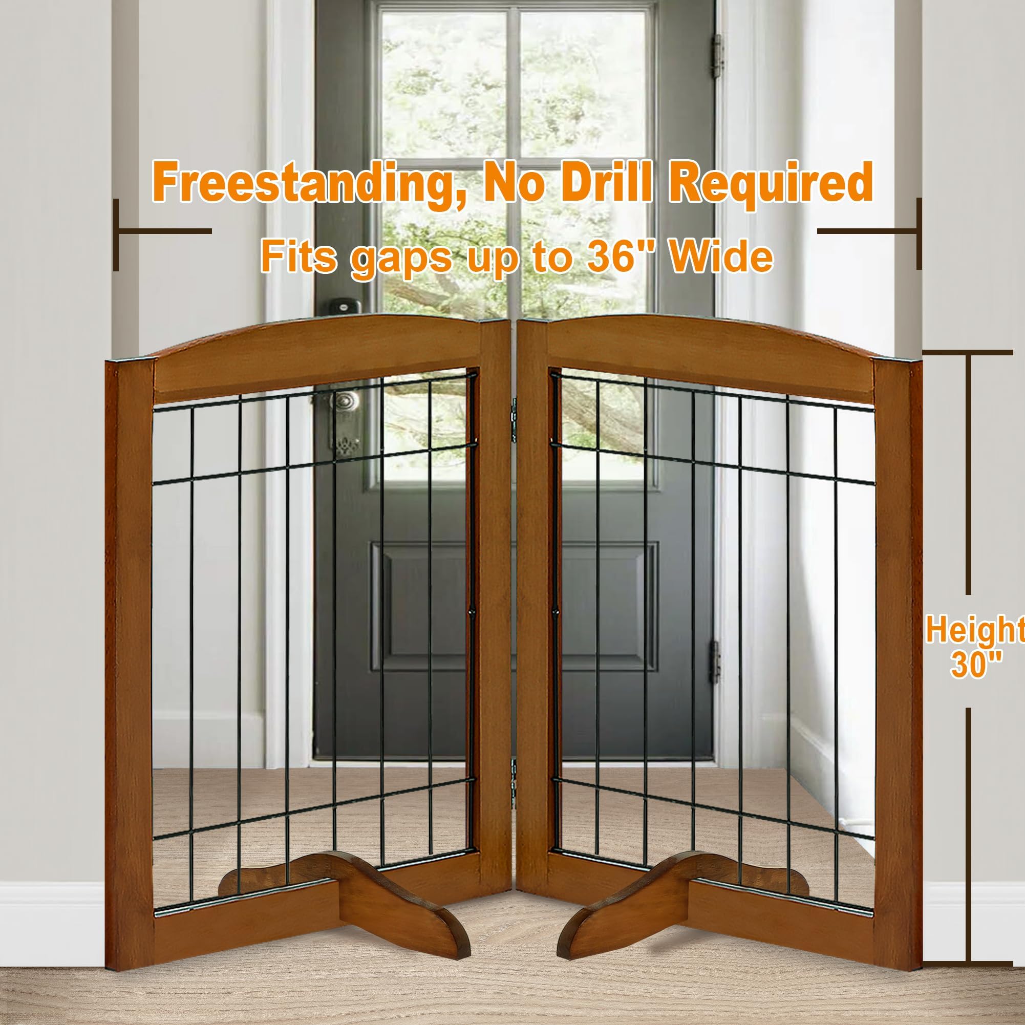 LZRS folding dog gate 360-degree hinge enables versatile angles for stair or hallway setups.