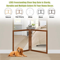 LZRS freestanding pet gate for indoor use fits doorways and hallways without install.