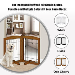 LZRS oak-cherry finish dog gate in home blends style with practical pet containment.
