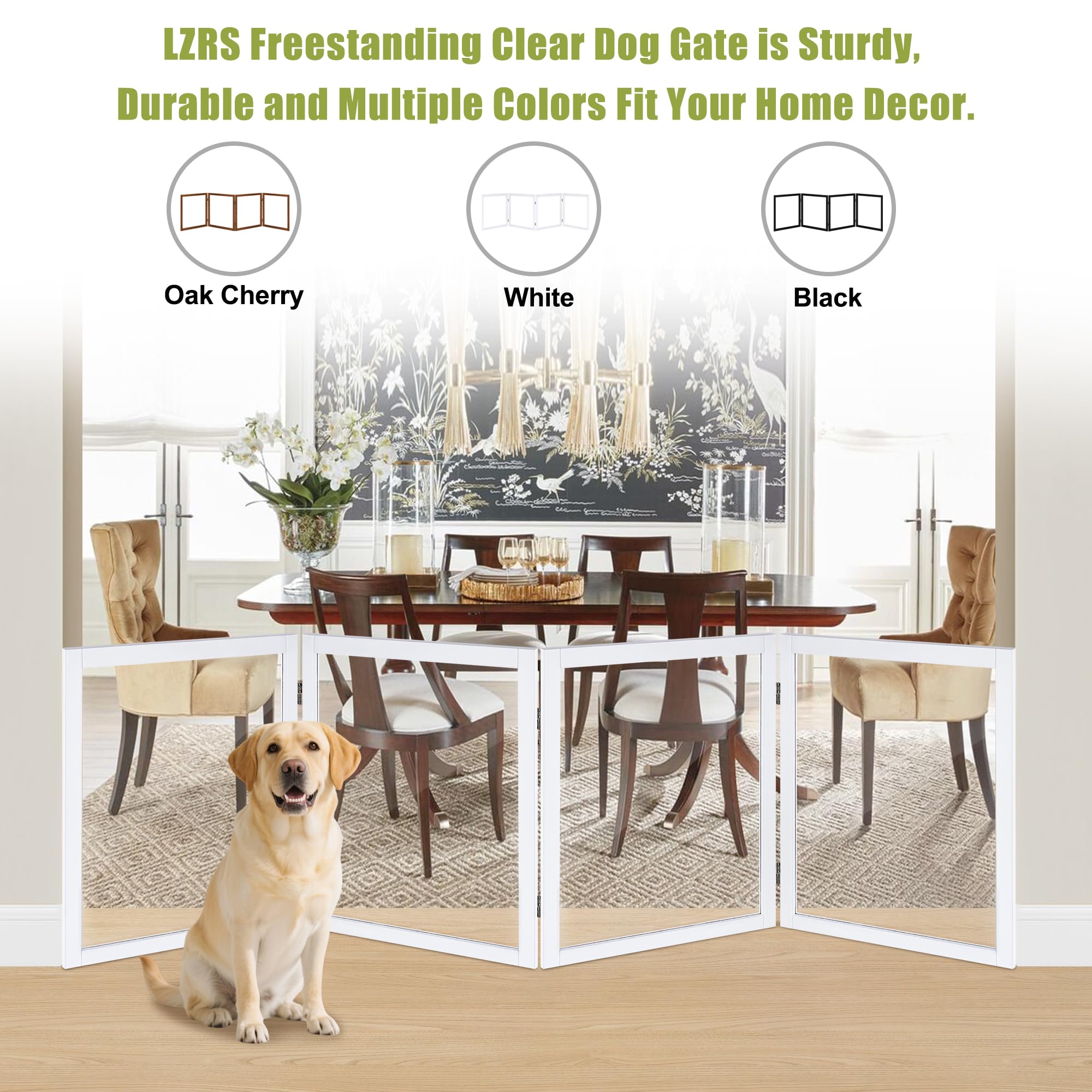 LZRS transparent pet gate highlights durable construction and clear visibility.