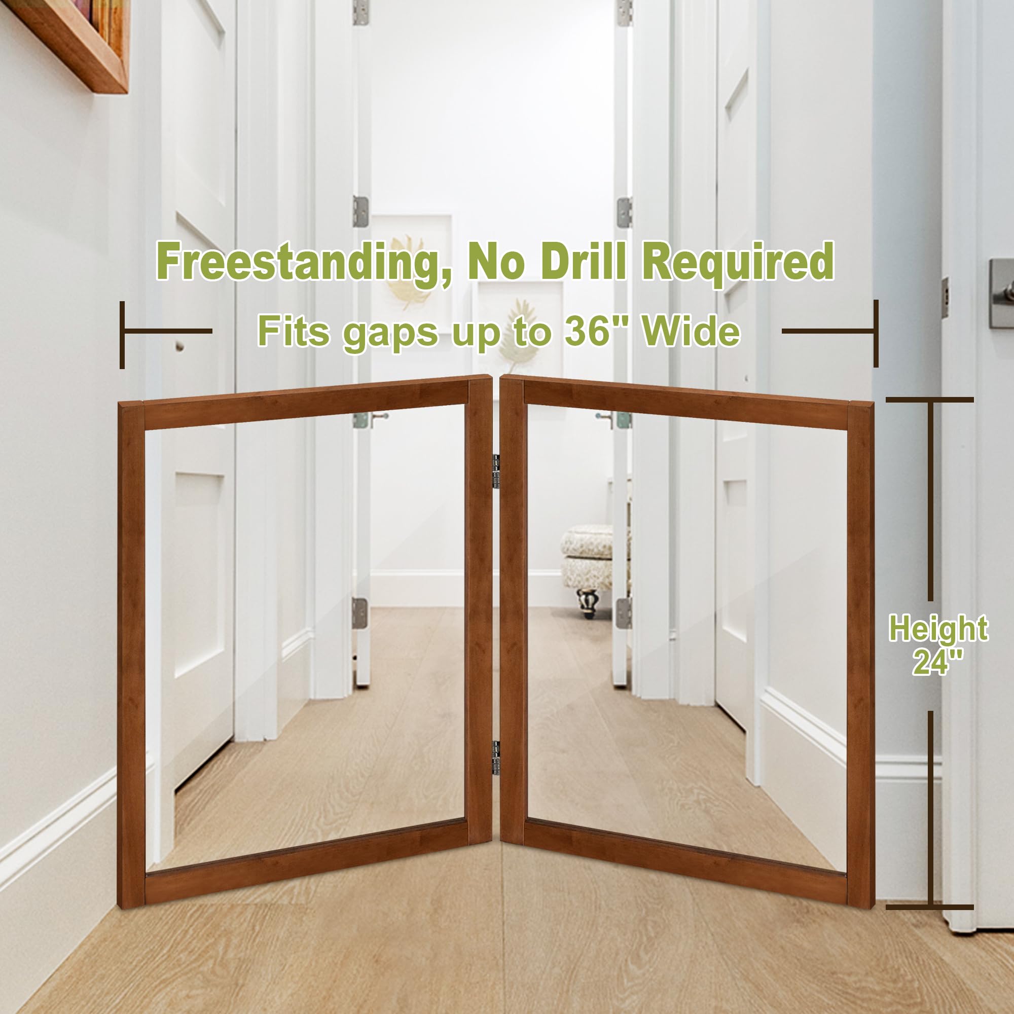 LZRS two-panel cherry gate setup demonstrates compact, stylish indoor barrier.