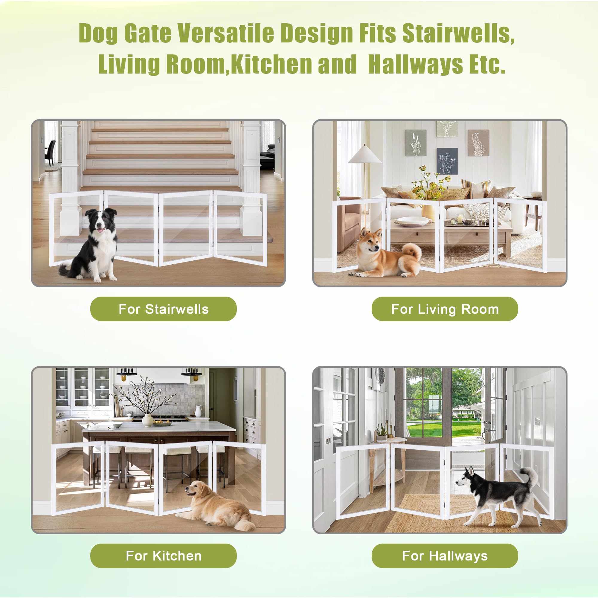 LZRS white four-panel gate in use safely blocks hallways.