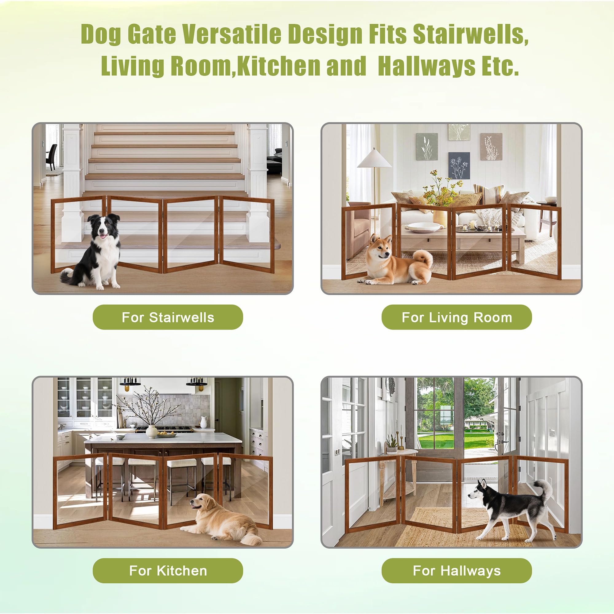 LZRS wood-plastic cherry-finish gate blends décor and provides durable protection for pets.