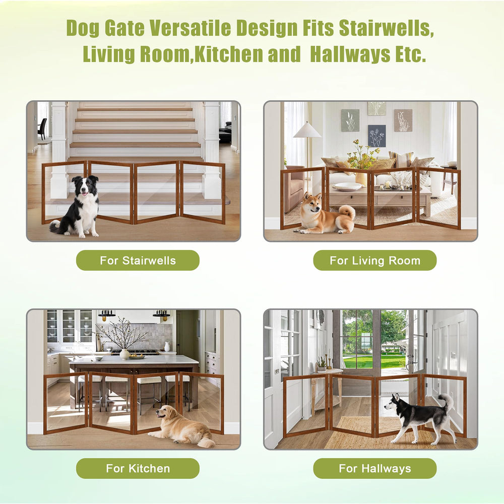 LZRS wood-plastic cherry-finish gate blends décor and provides durable protection for pets.