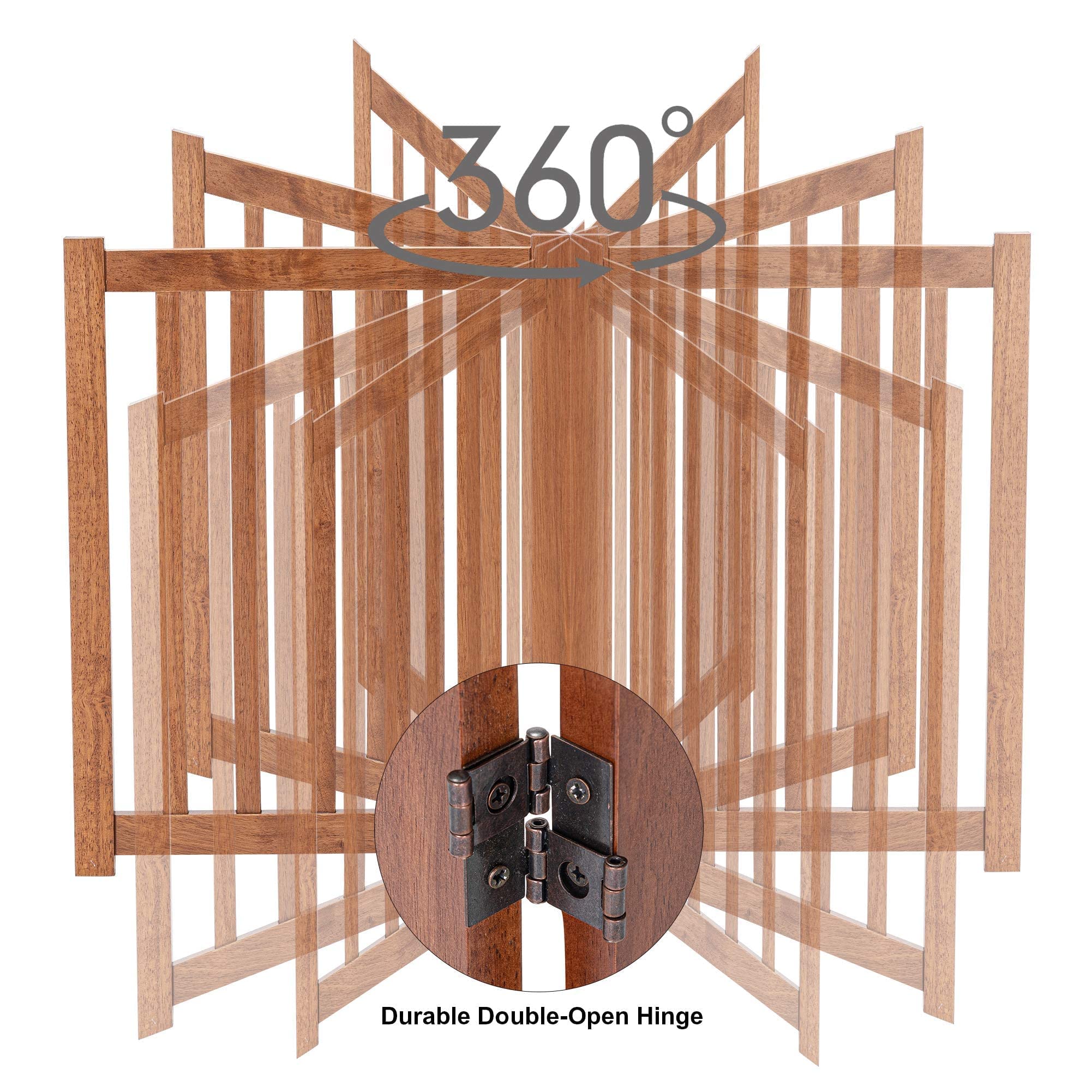 LZRS wooden dog gate demonstrates adjustable width for doorways.