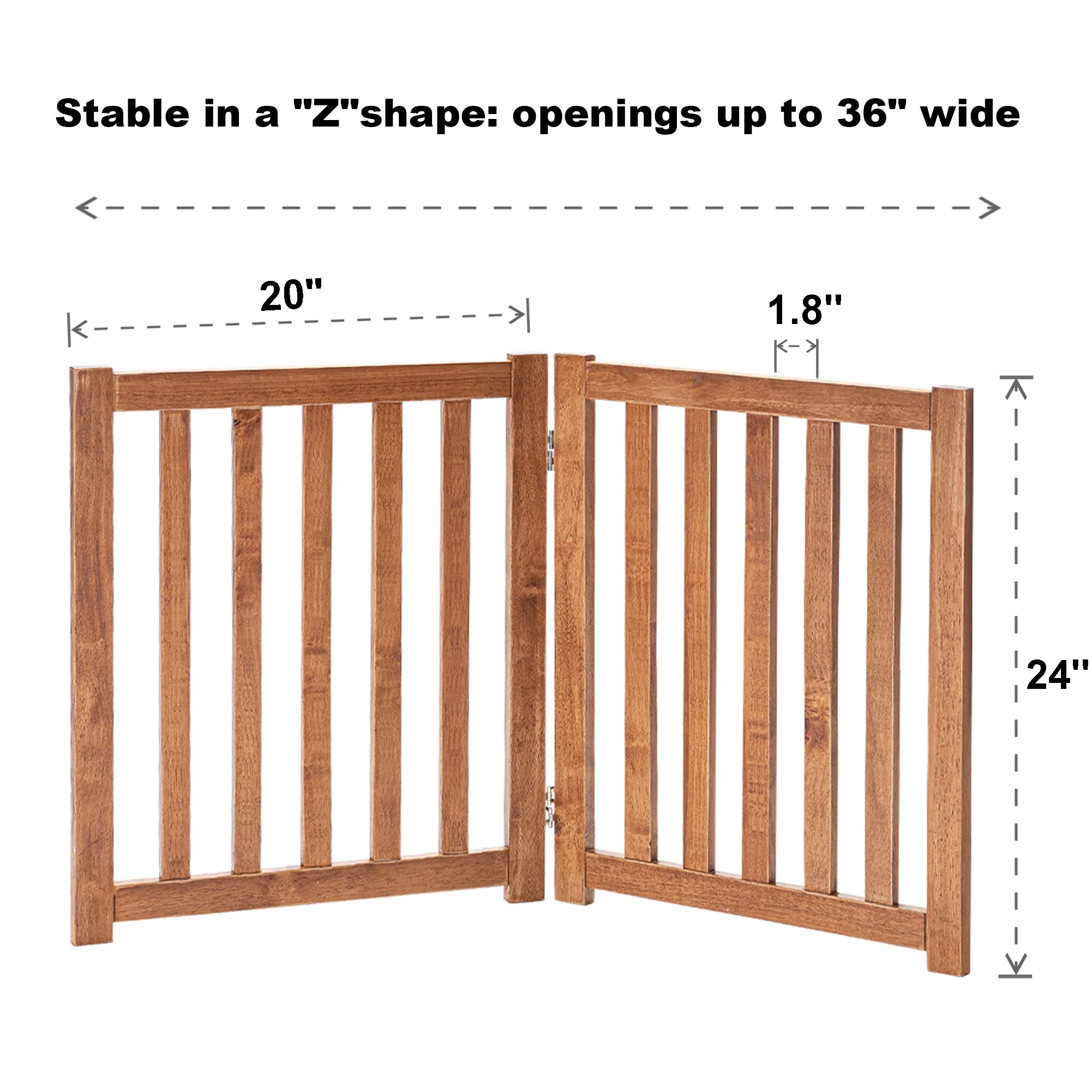 LZRS wooden dog gate folded for compact oak finish storage.