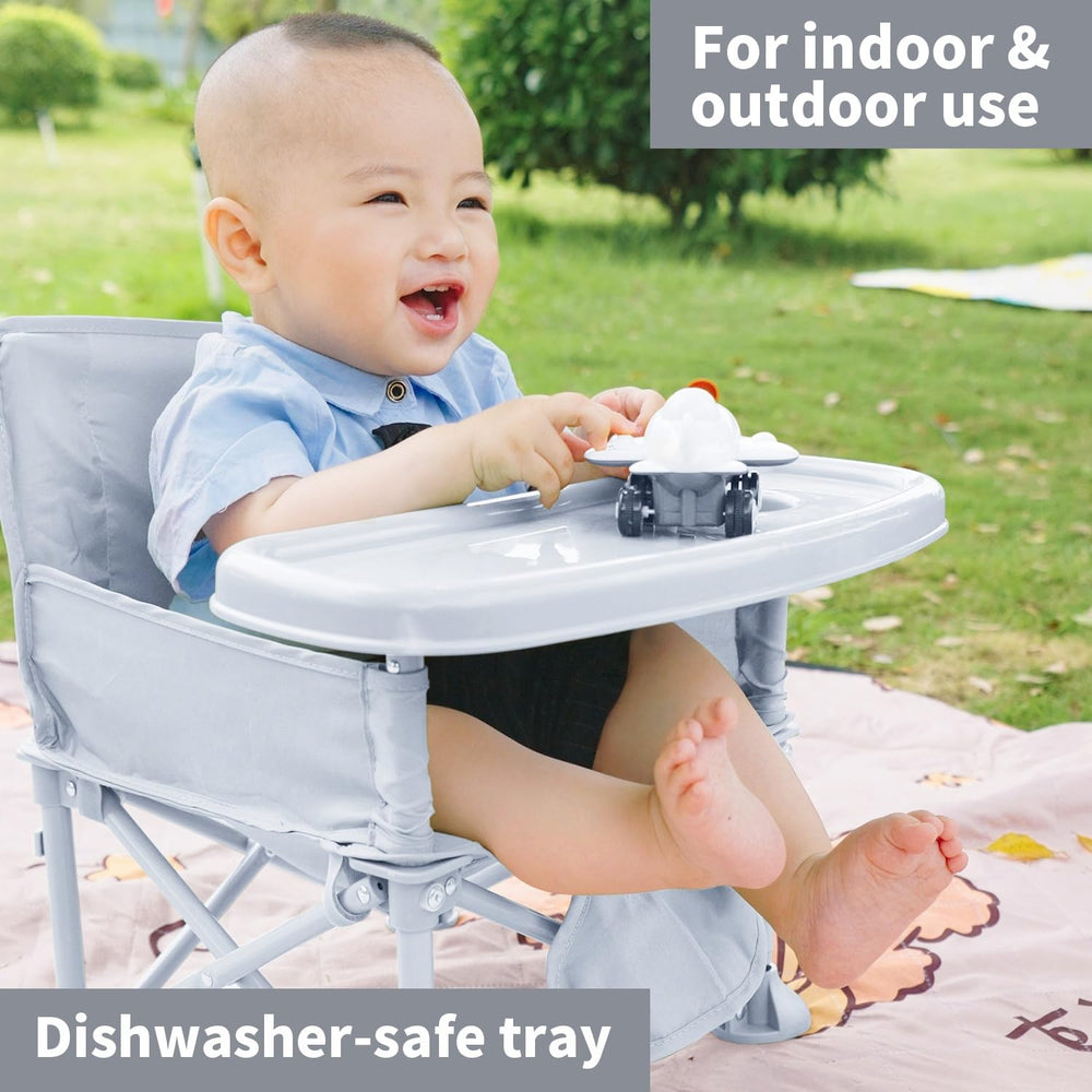 M-Castle travel booster seat folded compact for easy transport.