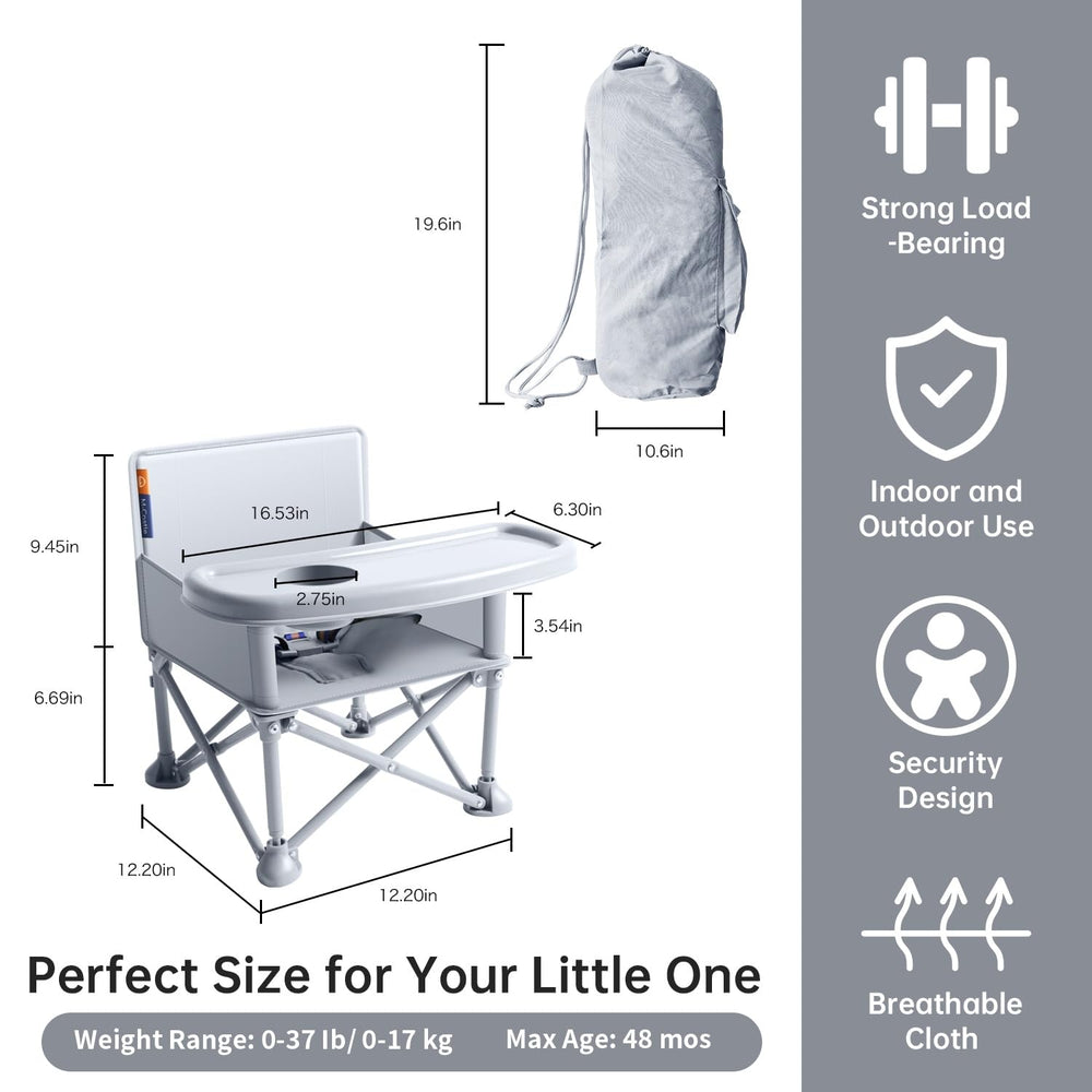 M-Castle booster seat with removable tray for quick cleaning.