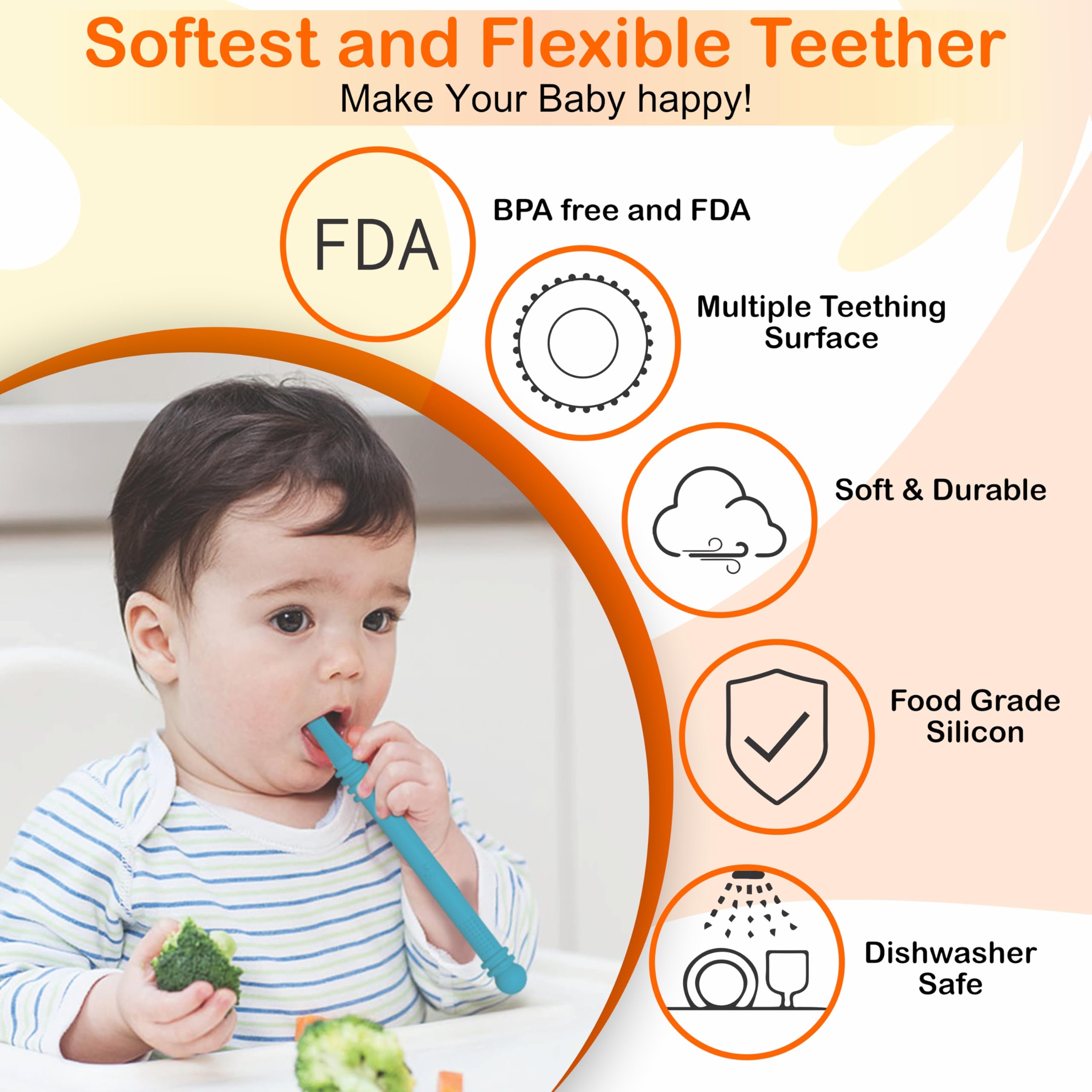 M. Emami cleaning brush included for easy teether hygiene