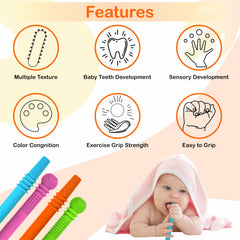 M. Emami hollow silicone teether tubes made from 100% food-grade material