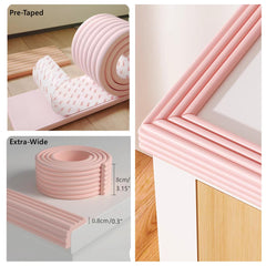 M2cbridge pink edge guard corner applied to table edge reduces bump risk.