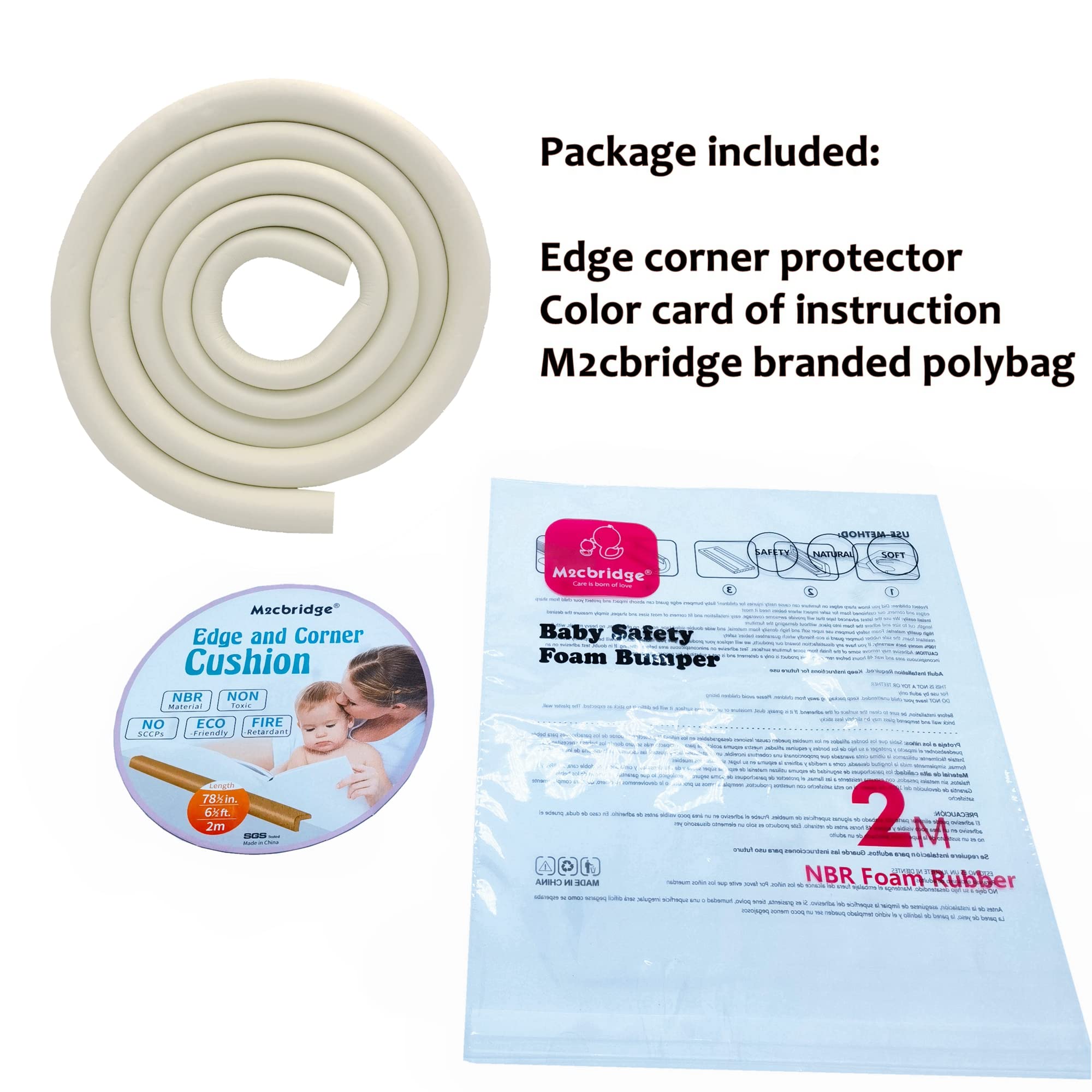 M2cbridge NBR foam edge guard on a glass table cushions gentle impacts.