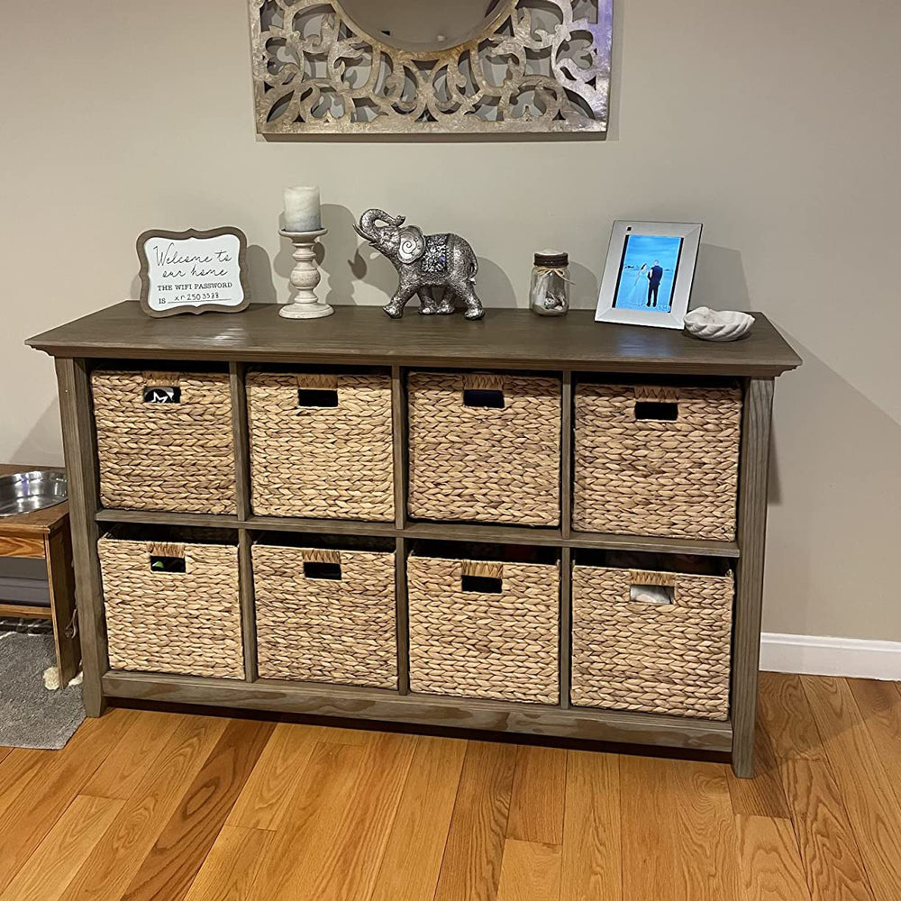 M4DECOR hyacinth basket on shelf showing natural texture and organization