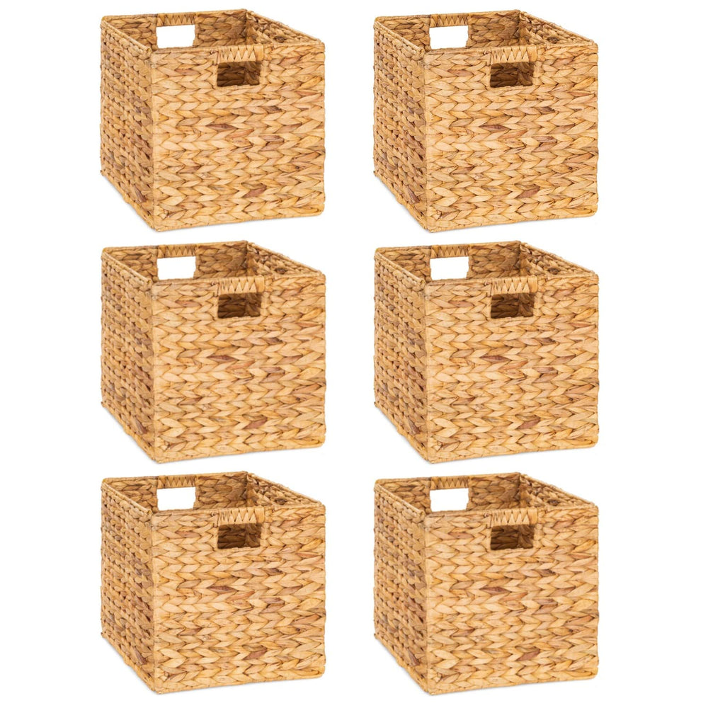 M4DECOR water hyacinth basket 12x12 on shelf for organized toys and books.