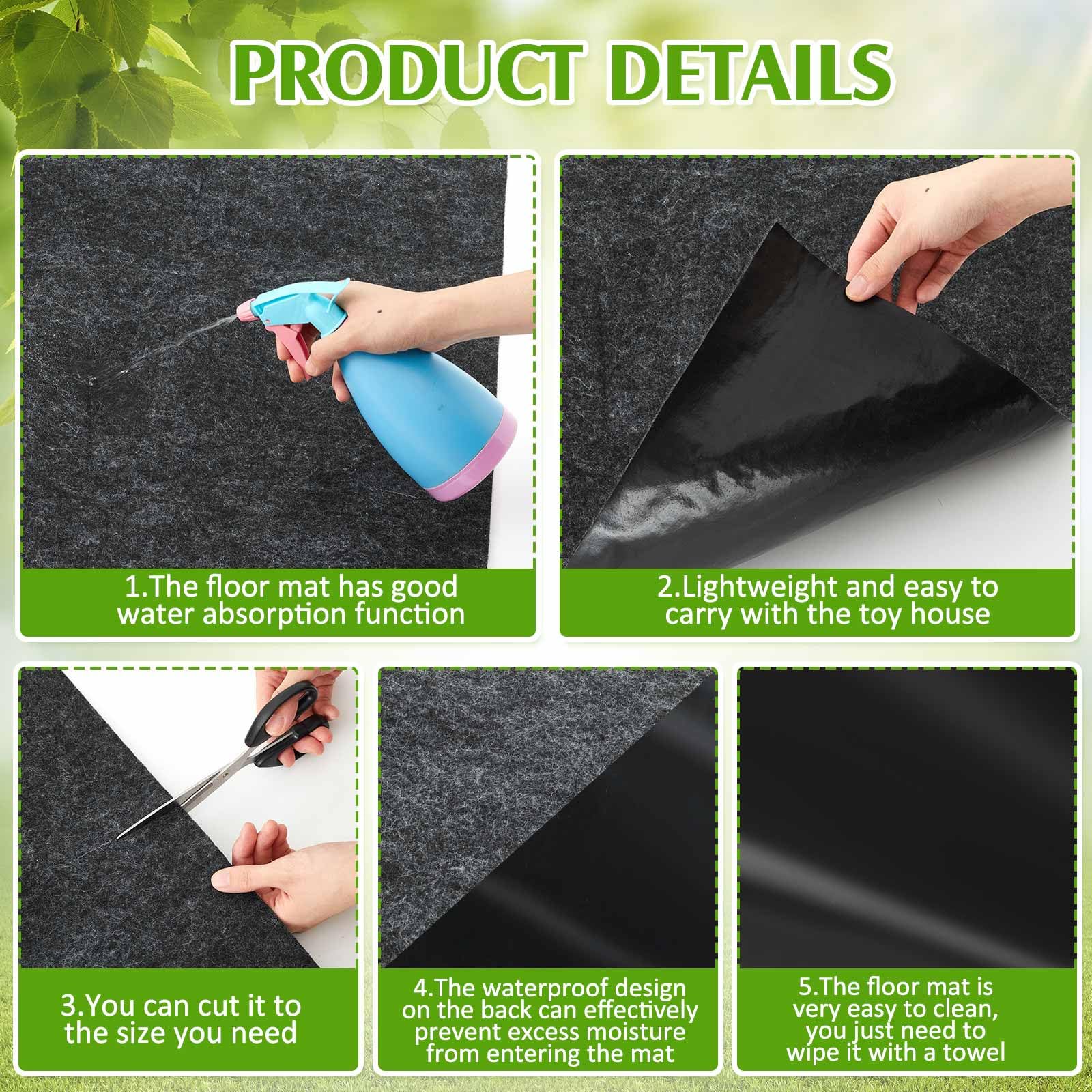 Maasechs outdoor play mat non-slip backing emphasizes safer play on damp surfaces.