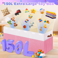 Mabahoo collapsible toy storage bin saves space when not in use.