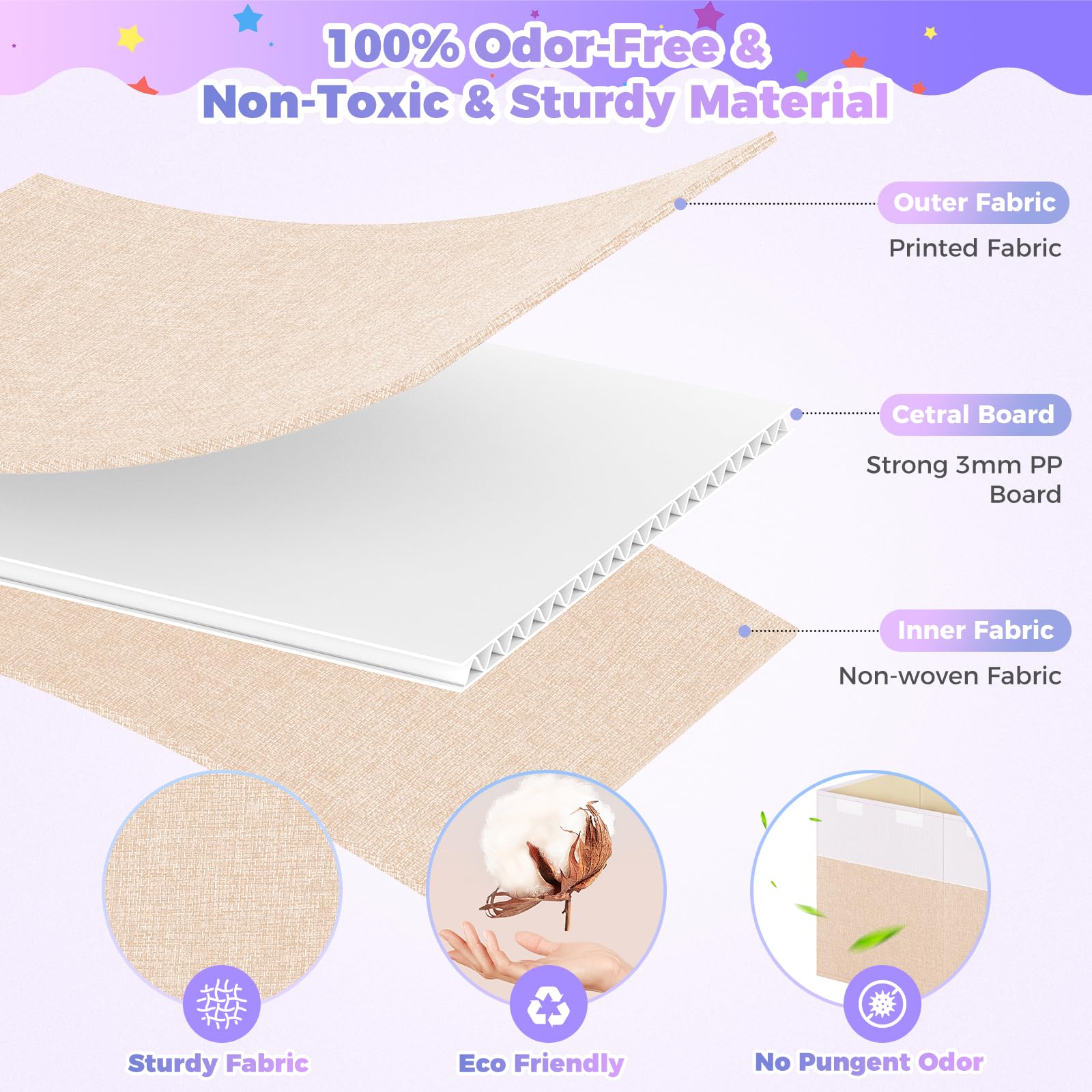 Mabahoo detachable divider positioned to organize toys and blankets