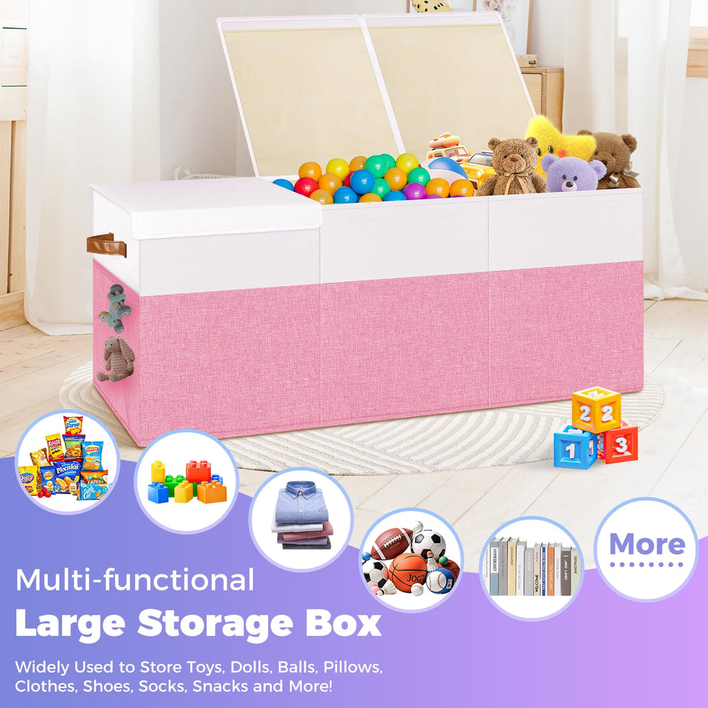 Mabahoo durable linen fabric toy bin designed for long-lasting playroom use.